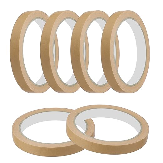 MECCANIXITY Masking Tape 0.5 Inch x 21 Yard Painter's Tape Brown Paint Tapes for DIY Crafts Arts Drawing Decoration Labeling Car Painting Artist Teachers, Pack of 6