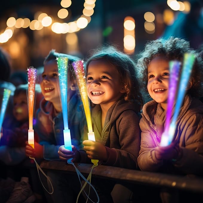 28 PCS Glow Fiber Wands Sticks, Halloween Glow Sticks, LED Light Wands, Glow in The Dark Party Supplies, Fiber Optic Wands, LED Flashing Sticks, Fiber Optic Light Wand Stick for Party
