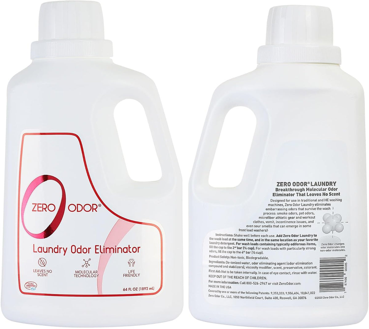 Zero Odor – Laundry Odor Eliminator - Permanently Eliminate laundry Odor – Patented Molecular Technology Best For Clothes, Towels & Linens, Shoes, Bags, Etc. - rinse and refresh Again, 64oz