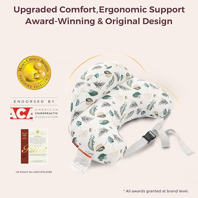 Momcozy Pioneering Safety Fence Nursing Pillow for Breastfeeding- Wider Feeding Pillows for More Support for Mom & Baby- Easier Nursing & Hand Free- Fit for All, Removable Cotton Cover