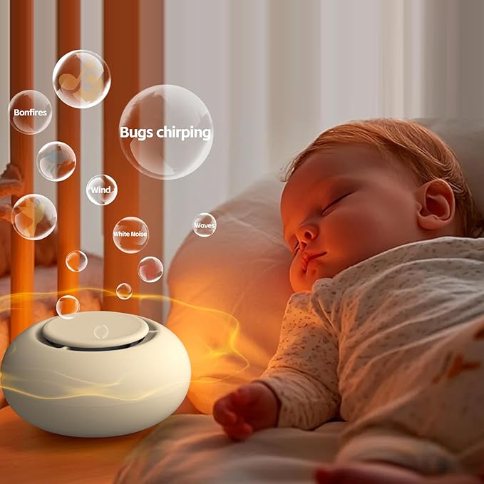 Portable Baby Sound Machine [White Noise for Babies Kids Adults][Sleep Soother][Timer Function][12 Soothing Sounds] 15 Hours Battery Life, Travel,Registry Gift,Shower,Clips on Baby Stroller