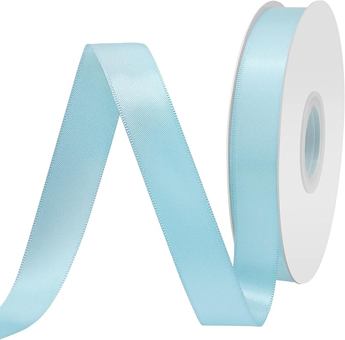lt Blue Satin Ribbon 3/4" X 50 Yards Solid Color Double Faced Ribbons Perfect for Crafts Wedding Decor Bow Making Arts Sewing and More