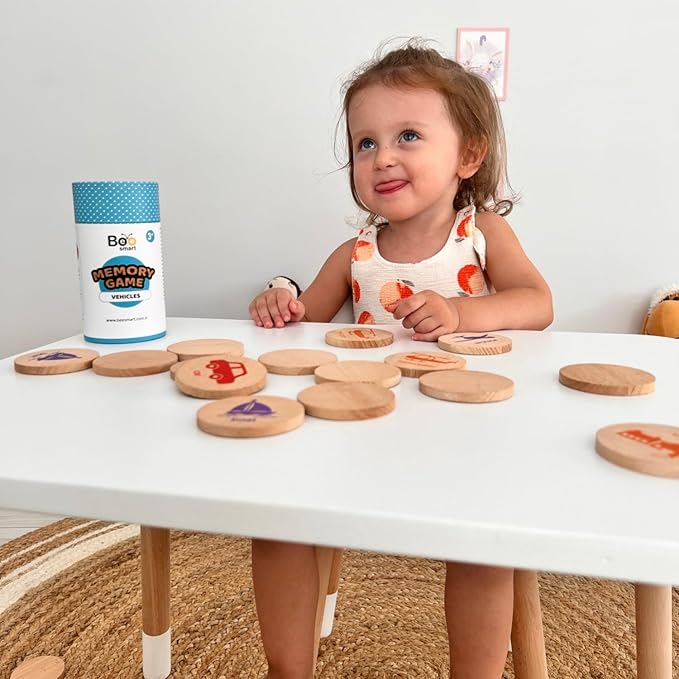 bee smart Wooden Memory Game - Matching Memory Game for Kids 3 and Up, 16Pcs | Educational Toy for Preschool Toddlers Board Games (Dinosaurs)