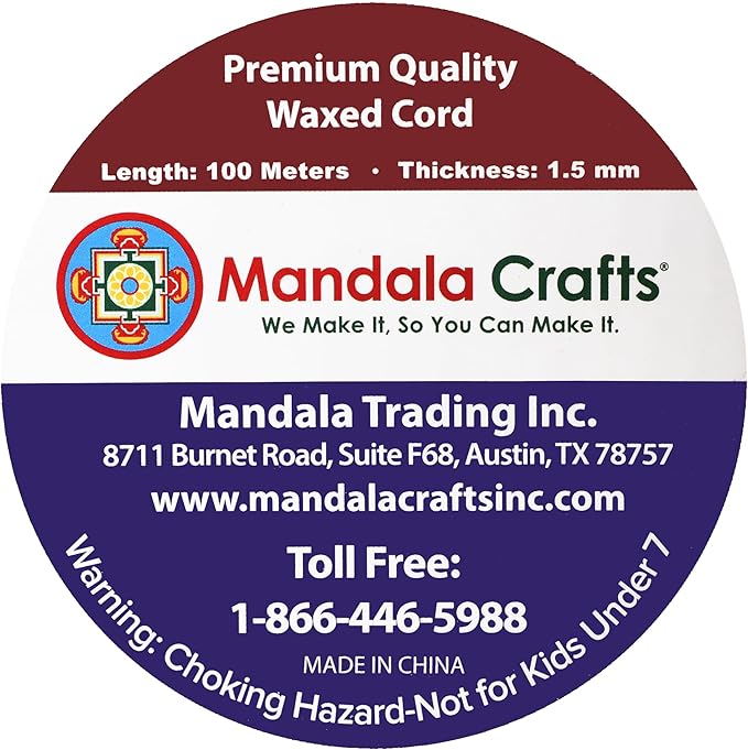 Mandala Crafts 1.5mm 109 Yards Chocolate Brown Cotton Waxed Cord for Jewelry Making Bracelet Cord Waxed String - Beading String Thread Jewelry Cords for Necklaces String
