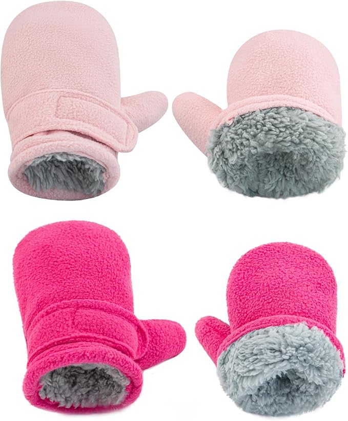 BAVST Baby Toddler Winter Mittens Girls Warm Fleece Lined Gloves Kids Sherpa Lined Mittens for Boys