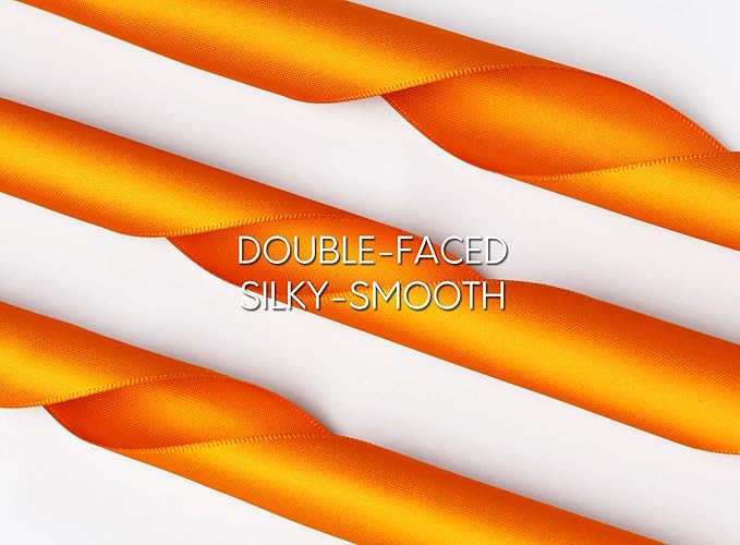 Orange Satin Ribbon 1-1/2 Inch x 50 Yards Double-Faced for Bows Crafts Gift Wrapping Christmas Flower Bouquet Fall Wedding