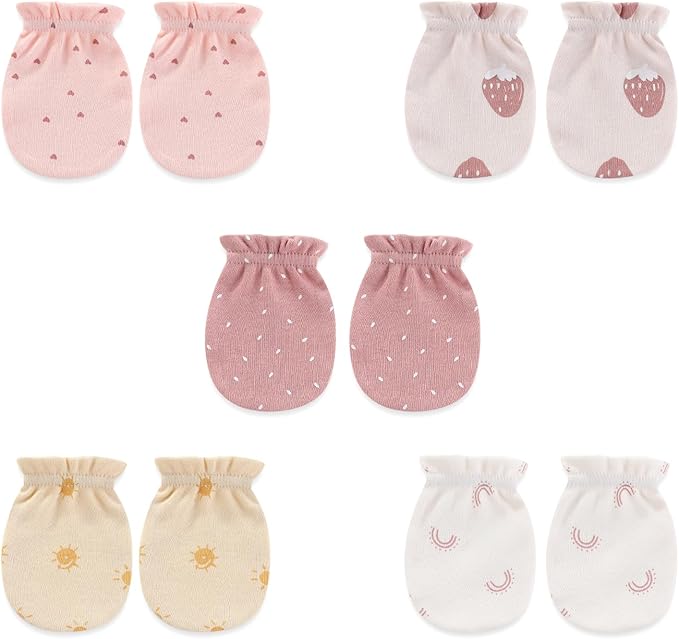 5 Pairs Baby Not Scratch Mittens 0-6 Months New Born Boy Girl Gloves Cute Infant Accessories