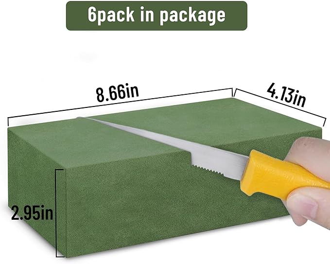 Floral Foam Blocks Large 9 Inch,Wet Floral Foam Bricks,Pack 6 of Floral Foam for Artificial Flowers and Wedding Holiday Decorations (6)