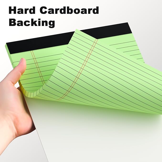Legal Pads 8.5 x 11 Wide Ruled - Note Pads 30 Sheets/Pad - 20lb Colored Notepad Paper - Perforated Notepad with Sturdy Back - Pink, Purple, Yellow, Green, Blue, White
