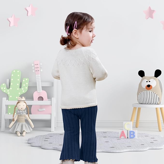 Neutocd Baby Girl Flare Pants Toddler Bell Bottoms Leggings Infant Stretchy Soft Trousers Solid Elastic Waist Pants