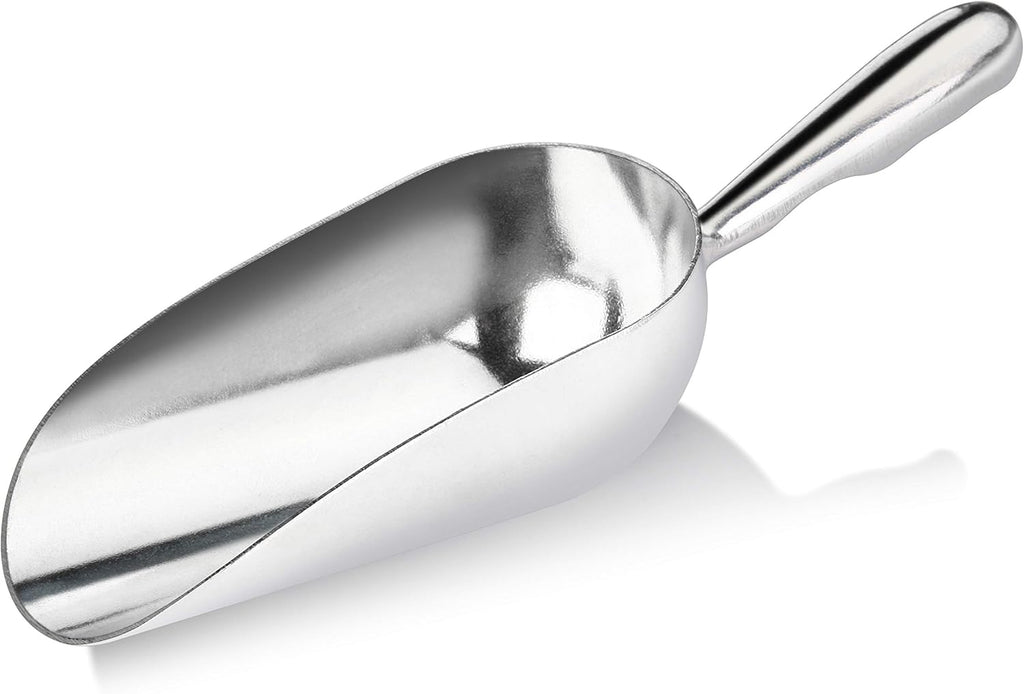New Star Foodservice 34509 One-Piece Cast Aluminum Round Bottom Bar Ice Flour Utility Scoop, 5-Ounce, Silver (Hand Wash Only)