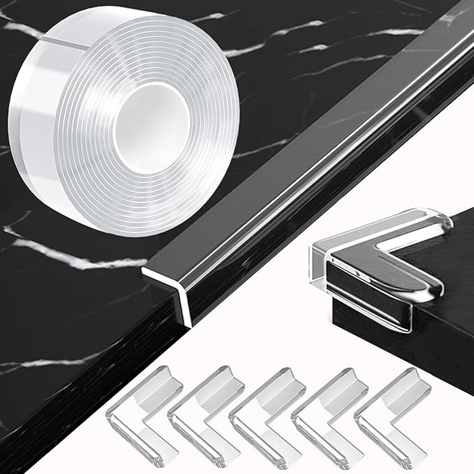 1.18 in x 16.4 FT,Clear Edge Corner Protector Baby Proofing with 6 Corners,Self Adhesive Protective Bumper Guards for Cabinet Door Desk Glass Table Bed Furniture,Kitchen Countertop