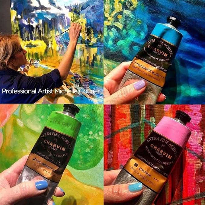 Charvin Extra Fine Professional Artist Acrylic Paint Colors, 150ml Cadmium Yellow Deep Hue