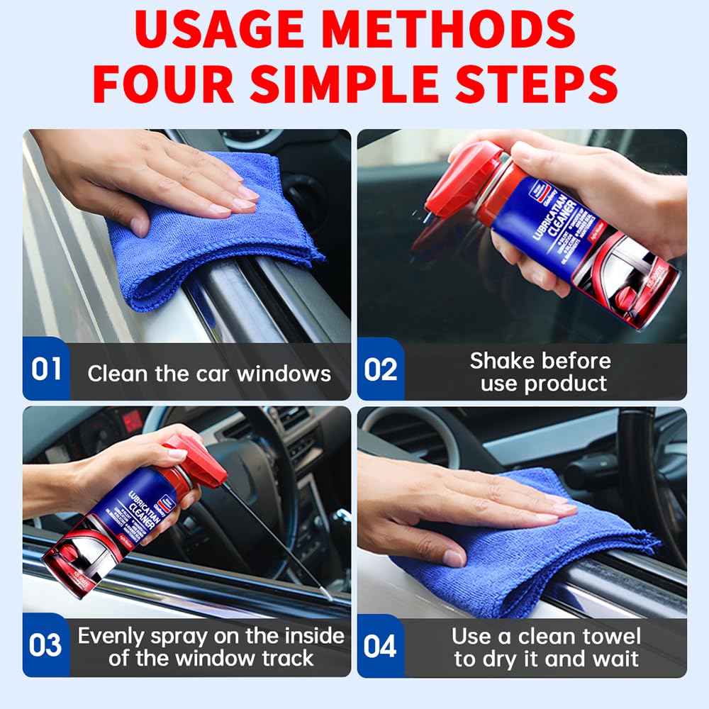 Glodway Automotive Window Door Seal,Silicone Seal Lubricants,Track Lube for Electric Windows,Noise Reduction with Smart Straw Sprays 2 Ways,10 OZ (Pack of 2)