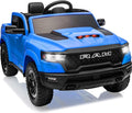 12V Kids Electric Vehicles, Licensed Ram 1500 RHO Kids Ride on Truck with Remote Control, Ride on Car for Children with Smooth Start, Truck Bed Storage, Bluetooth, Aux Port (Blue)