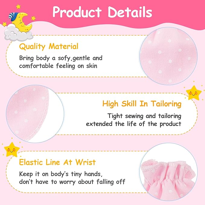 Geyoga 24 Pairs Newborn Baby Mittens Cute No Scratch Mittens Soft Elastic Infant Girl Gloves for 0-6 Months