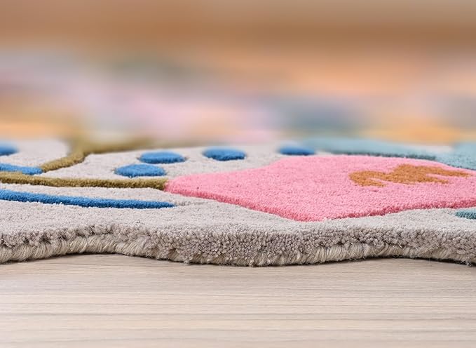 Handmade Wool Floral Area Rug for Living Room | Elegant Flower Garden Design, Soft, Thick and Durable | Bedroom, Dining Room & Home Decor Carpet (6' x 9', Floral H)