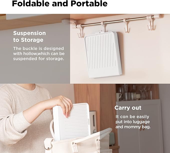 YOTIME Baby Bottle Drying Rack with Drainer, Foldable & Space Saving Drying Rack for Baby Bottles, Nipple and Accessories, White