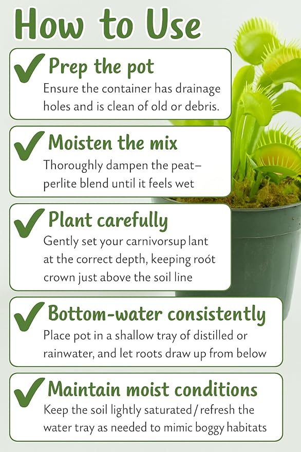 Gardenera Sphagnum Moss Potting Mix for Carnivorous Plants, Moss and Perlite Blend for Potting Venus Fly Traps, Sarracenia, Pitcher Plants - 75% Sphagnum Moss + 25% Perlite - Made in USA - 1 Quart