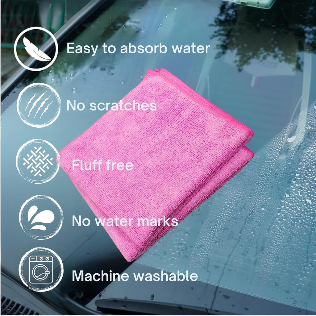 Single Microfiber Cleaning Cloth 40x40 cm - Ultra Absorbent Microfiber Cloth for Home, Kitchen Car Bathroom Rags Polish Cleaning 250 GSM (Pink)
