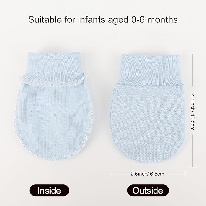 BQUBO 6 Pairs Newborn Baby Boys Girls Mittens 0-6 Months Unisex-Baby Infant Mittens Elastic No Scratch Wrist Gloves
