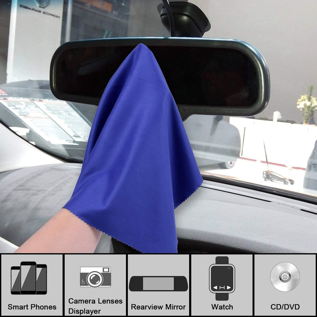 Wisdompro Extra Large 4-Pack Microfiber Cleaning Cloth For Laptop, LCD TV, Computer Screen, Monitor, Tablet, Camera Lens, Glass, Lenses, Phone, iPhone, iPad, other Delicate Surface - Blue (16x16 Inch)