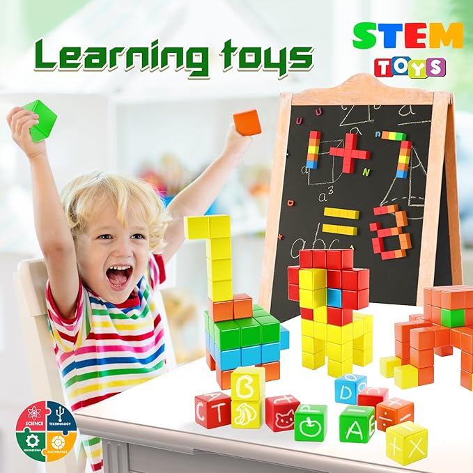 Magnetic Blocks for Toddlers -Classroom Must Haves STEM Learning Toys for 3-5 Year Old Boys & Girls, Safe & Strong Building Blocks with ASMR Sounds,Ideal Gifts for Kids 3+
