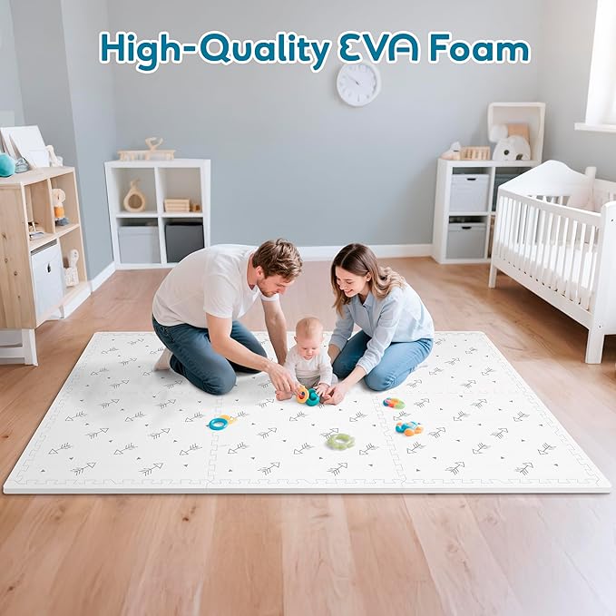 Baby Foam Play Mat-72”x 48” Baby Playmat,6-Piece Interlocking Foam Floor Tiles,Puzzle Mat for Infants and Toddlers,Waterproof,Non Toxic Play Mat for Tummy Time Mat(Arrow)