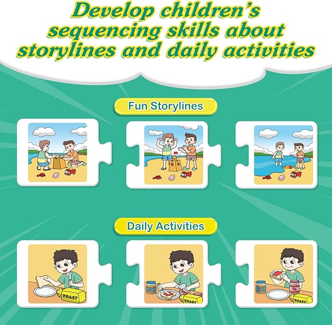 Sequencing Puzzle Cards,Sequence Board Game for Kids,Speech Therapy Materials for Autism,Storytelling,Social Skills,Sentence Building,Toddler Puzzles,Learning Activities,Classroom &Homeschool