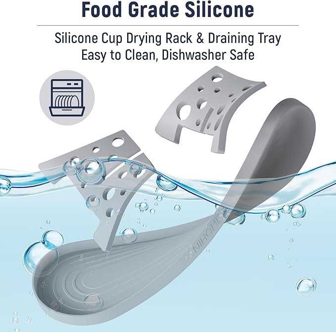 NiHome Silicone Water Bottle Drying Racks Set of 3 with Drip Tray,Cheese Style for Faster Drying,Bottle Dryer Racks Fit for Stanley YETI Cups Owala Sports Bottle Baby Bottle Thermoses Mugs