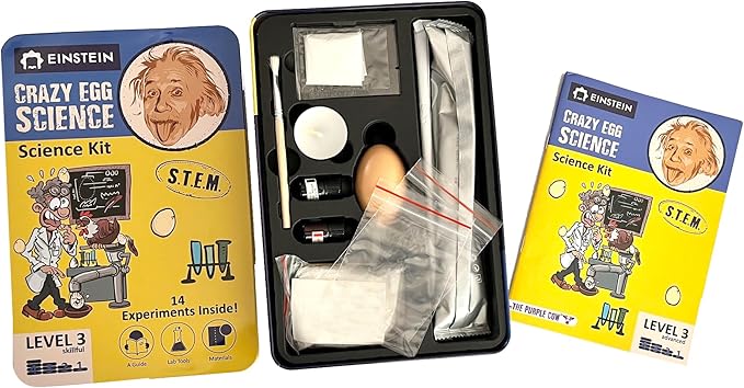Einstein’s Crazy Egg Science LAB Science Kit for Kids. STEM for Boys & Girls Aged 8 and Above. 14 Exciting Experiments Inside. Detailed Picture Guide Included.