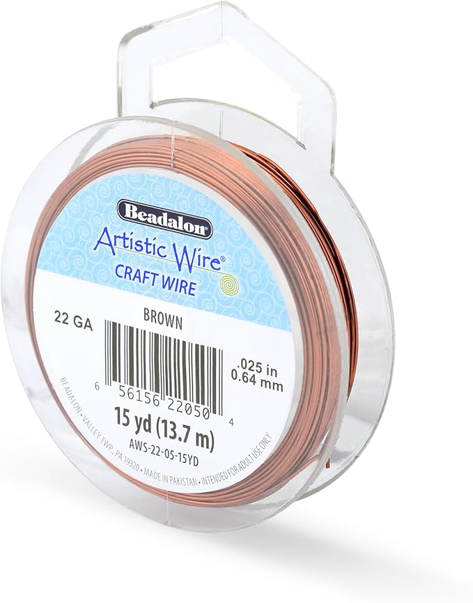 Artistic Wire, 22 Gauge Tarnish Resistant Colored Copper Craft Wire, Brown, 15 yd