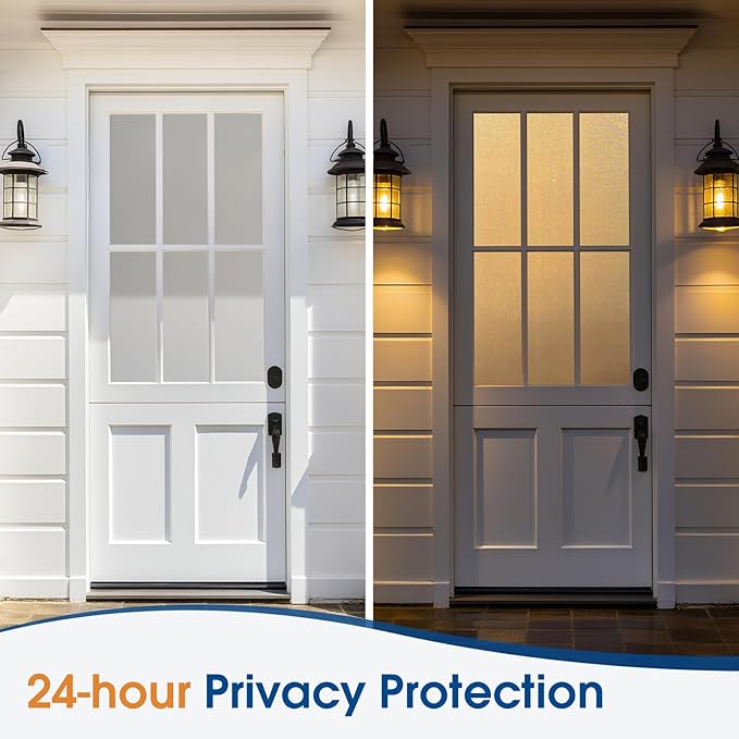 Homein Frosted Glass Window Privacy Film with Tools UV Blocking Privacy Film for Glass Windows, Static Cling No Glue Removable Reusable Anti Glare for Home Day and Night, Pure 35.4x78.7 inch