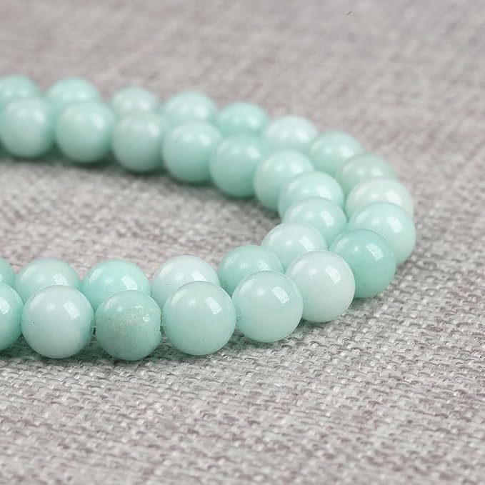 90PCS 8MM Natural Stone Amazonite Chalcedony Loose Beads for Jewelry Making DIY Bracelet Necklace 2 Strands
