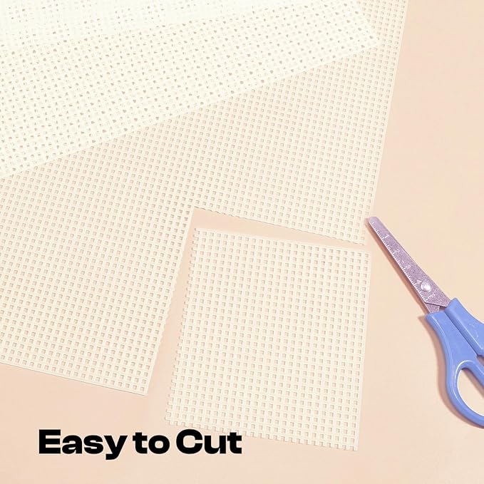Caydo 7 Count Plastic Mesh Canvas Sheets Eye Mesh for Embroidery, Acrylic Yarn Crafting, Knit Crochet Projects and Make Dividers 10.5 x 13.5 Inch 4 Pieces