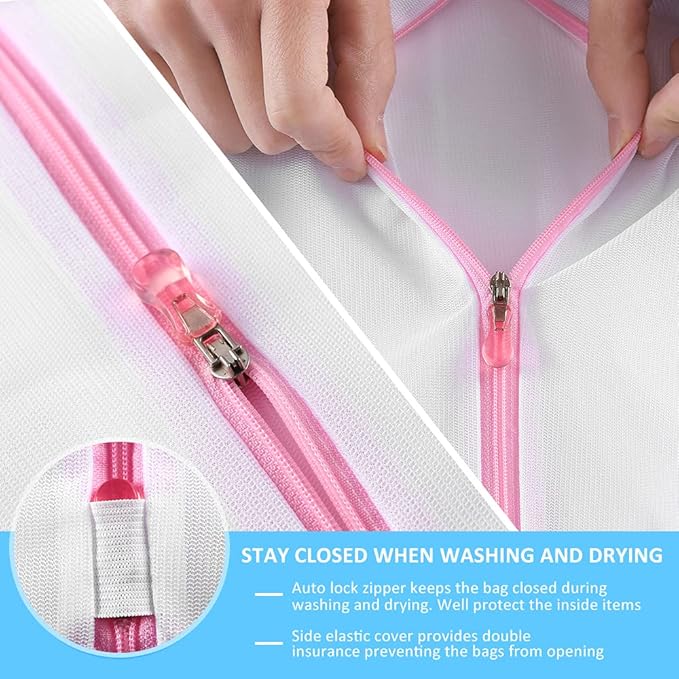 5 Pcs Mesh Laundry Bags for Delicates with Zipper, Lingerie Bags for Laundry, Travel Storage Organize Bag, Clothing Washing Bags for Laundry,Blouse, Hosiery, Stocking, Underwear, Bra and Lingerie