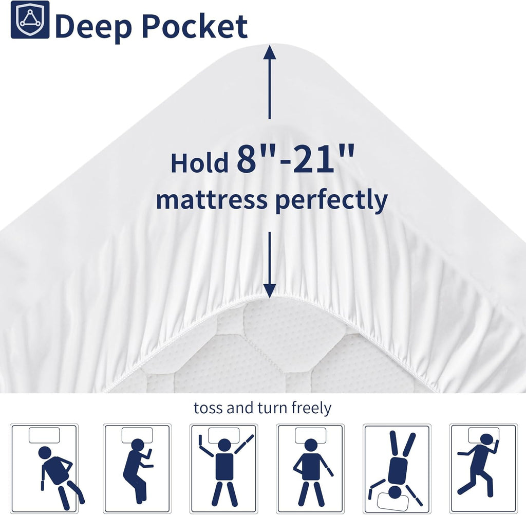 King Mattress Topper Extra Thick Pillowtop Cooling Mattress Topper Plush Mattress Pad Cover Protector with 8-21 Inch Deep Pocket 3D Snow Down Alternative Fill