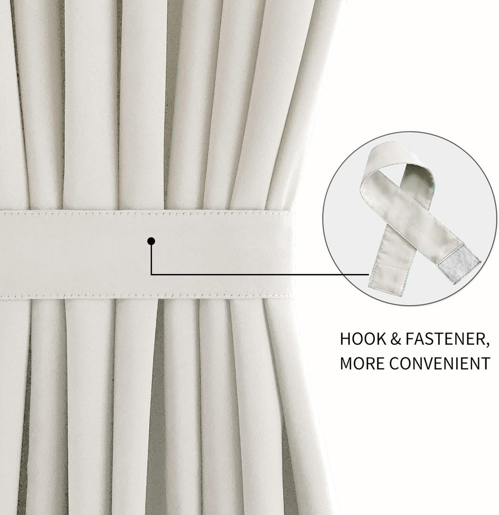DWCN French Door Curtains – Rod Pocket Thermal Curtain for Doors with Glass Window, Kitchen and Patio Doors for Privacy, 36 X 72 Inches Long, 1 Curtain Panel with Tieback,Ivory