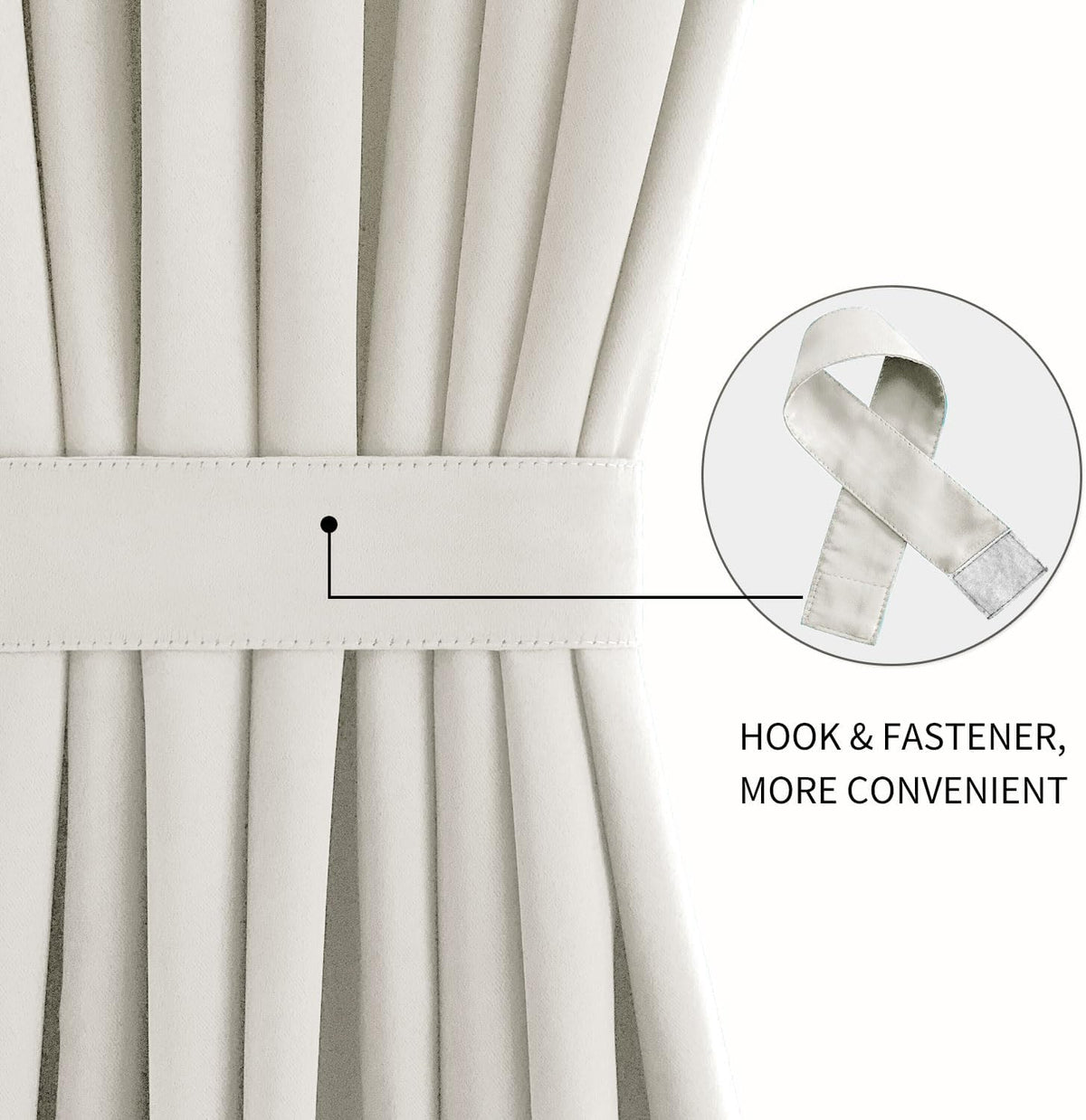 DWCN French Door Curtains – Rod Pocket Thermal Curtain for Doors with Glass Window, Kitchen and Patio Doors for Privacy, 36 X 72 Inches Long, 1 Curtain Panel with Tieback,Ivory