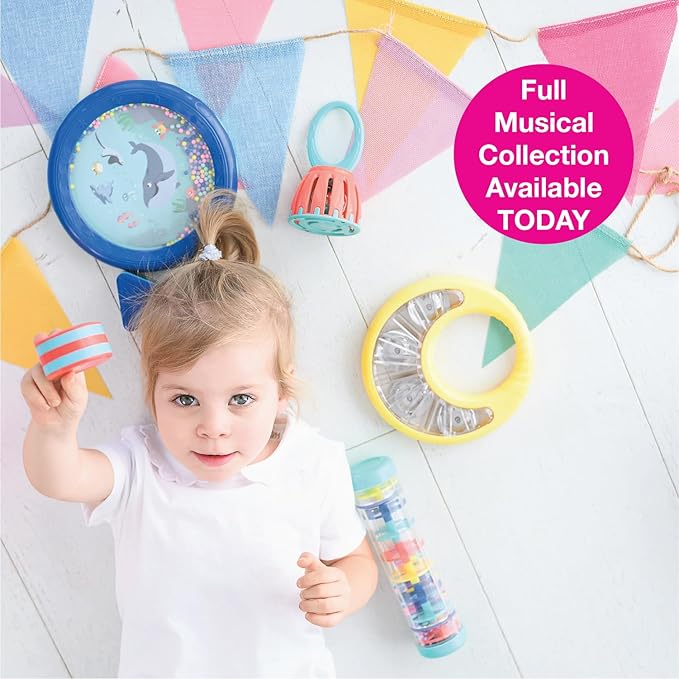 Edushape Rainsticks 8 Inch - Set of 2 Rainmaker Toys for Babies, Sensory Tubes Musical Instrument, Rain Stick Baby Toy for Soothing Rain Sounds, Perfect Tummy Time Toys, Engaging Toddler Sensory Play