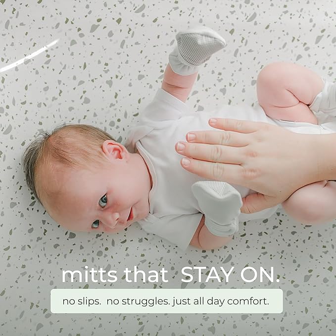 Goumi Baby Mitts, Anti-Scratch Newborn Mittens, Soft Stay-On Mitts, Succulent 3-6 Months