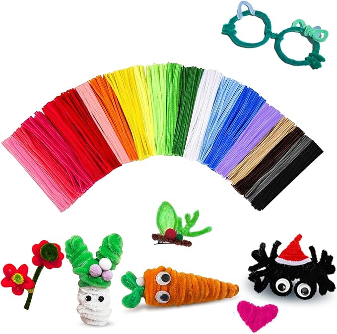 Pipe Cleaners Craft,400PCS Pipe Cleaners Bulk,Juegos para Niños,Craft Supplies,Arts and Crafts,Chenille Stems for DIY Flowers Toys for Ages 8-13,School Supplies for Kids,Stocking Stuffers for Boys