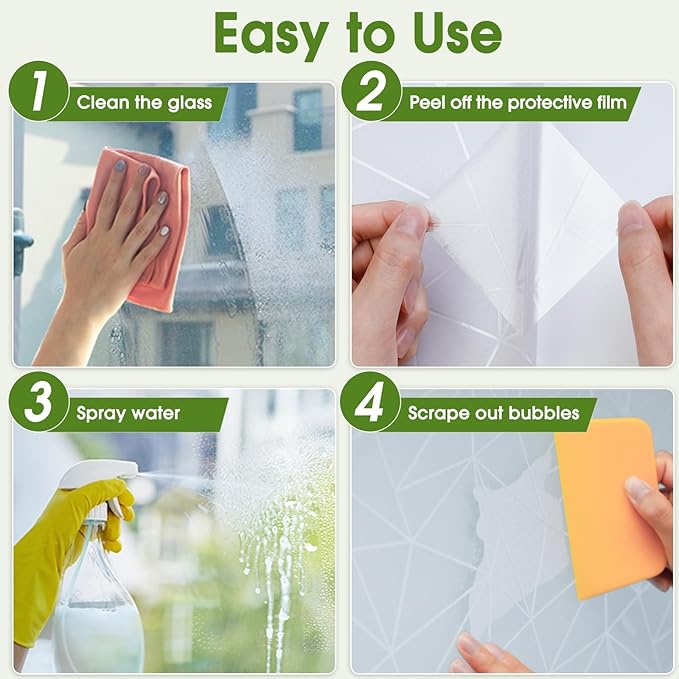 Coavas Window Privacy Film, Frosted Glass Static Cling, Decorative for Bathroom Door Covering, UV Blocking Window Cling, Non-Adhesive Vinyl Sticker, Day and Night Windows Tint for Home,11.8x78.7 Inch