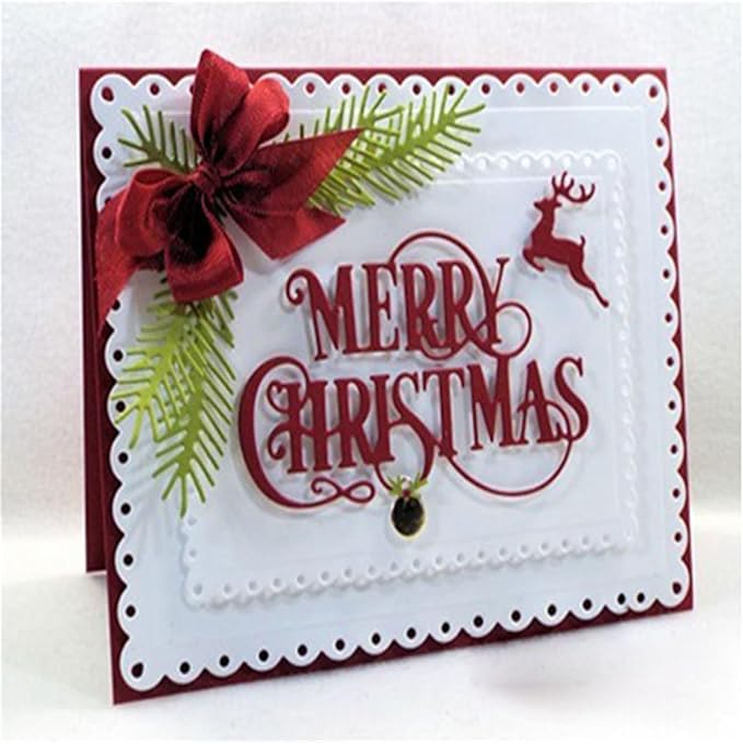 Metal Cutting Dies DIY Merry Christams Embossing Stencil Template Scrapbooking Card Making Mold Photo Album Arts Crafts Tools (Merrry Christmas-6.6x6.3cm)