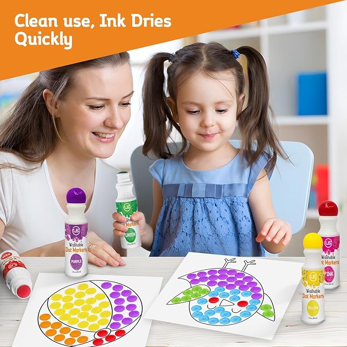 Dot Markers for Toddlers 1-3, 10 Colors Washable Bingo Daubers, Dot Art, Toddler Art and Crafts, Bingo Markers, Includes Free Dot Art Activity Book