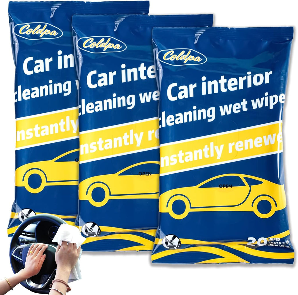 Car Interior Cleaning Wipes, All-Purpose Cleaning Wipes, Cleaning Wipe for Interior Auto Detailing, Multi-Purpose Automotive Wipes for Leather, Dashboard, Steering Wheel, Sofa, etc. 3packs.(60PCS)