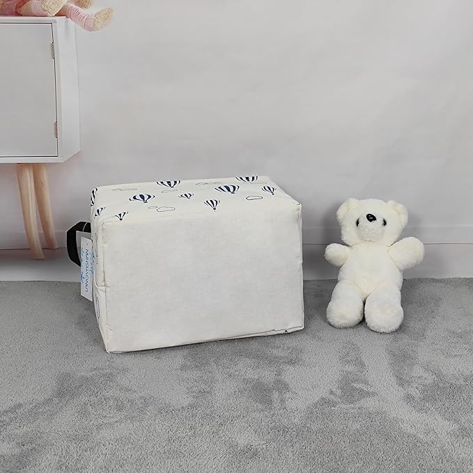 LANGYASHAN Rectangular Storage Bin Collapse Canvas Fabric Cartoon Storage Basket with Handles for Organizing Home Kitchen Boys and Girls Toys Office Closet Shelf Baskets (Rec Blue Balloon)