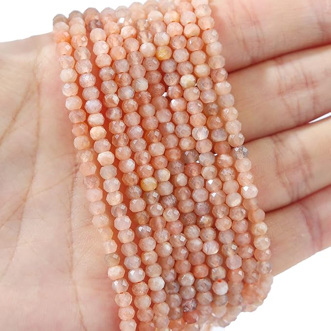 Natural Sunstone Beads 4x2mm 120pcs Faceted Rondelle Loose Semi Gemstone Beads for Jewelry Making Design