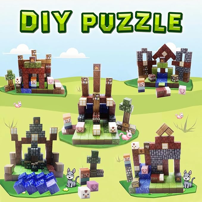 Magnetic Blocks Animals Magnet Cubes 100Pcs Montessori Building Block Sets STEM Sensory Construction Toys for Boys Girls Ages Kids 3-12 Birthday Party Gifts