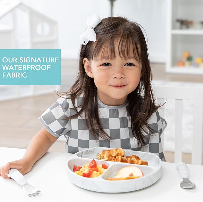 Bumkins Bibs - Toddler Bibs, Waterproof, Large for 1-3 Years, Short Sleeve